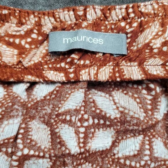 Maurices Women’s Maxi Skirt Size M Rust Geometric Boho Print 100% Rayon Side Zip - Picture 4 of 6